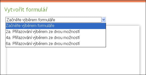 Procvičování návod - výběr formuláře